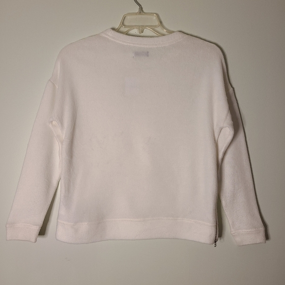 BDG Urban Outfitters White Crew Neck Pullover Sweater Size XS Side Zipper Fleece - Picture 2 of 10